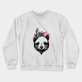 Panda Bear Wild Animal Nature Illustration Art Tattoo Crewneck Sweatshirt